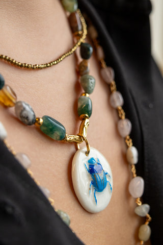 Collier Khepri Agate Océan