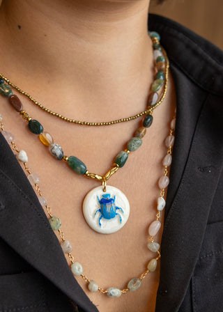 Collier Khepri Agate Océan