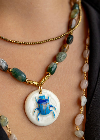 Collier Khepri Agate Océan