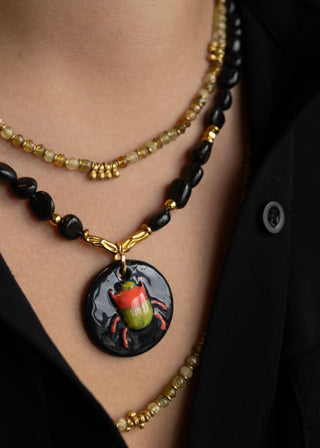 Collier Khepri Black obsidian