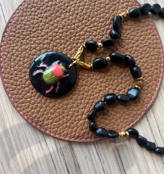 Collier Khepri Black obsidian