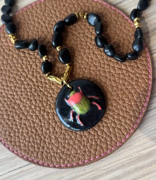 Collier Khepri Black obsidian