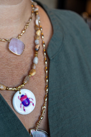Collier Khepri Corail jade