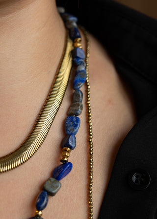 Collier Khepri Lapis Lazuli blanc