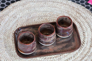 Trio de tasses à café + plateau – Création Jolila