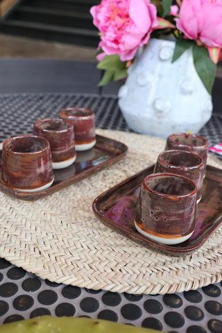 Trio de tasses à café + plateau – Création Jolila