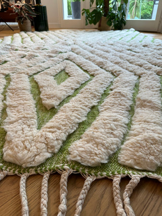 TAPIS LOSANGE VERT ET BLANC