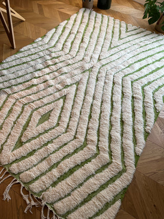 TAPIS LOSANGE VERT ET BLANC