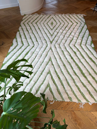 TAPIS LOSANGE VERT ET BLANC