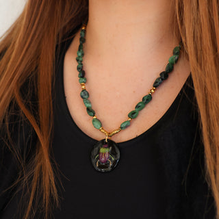 Collier Khepri Rubis Zoisite