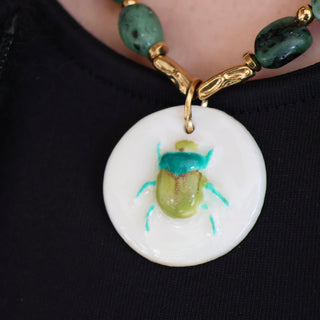 Collier Khepri Rubis Zoisite blanc