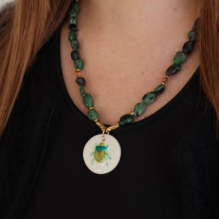 Collier Khepri Rubis Zoisite blanc