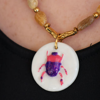 Collier Khepri Corail jade