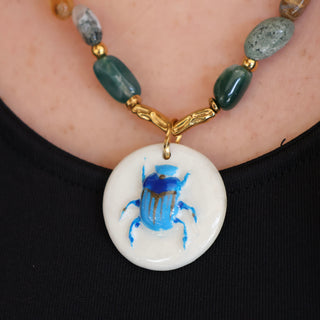 Collier Khepri Agate Océan