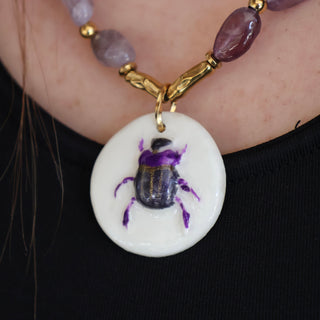 Collier Khepri Améthyste blanc