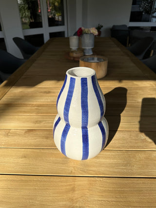 Grand Vase Buble rayé bleu