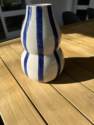 Grand Vase Buble rayé bleu